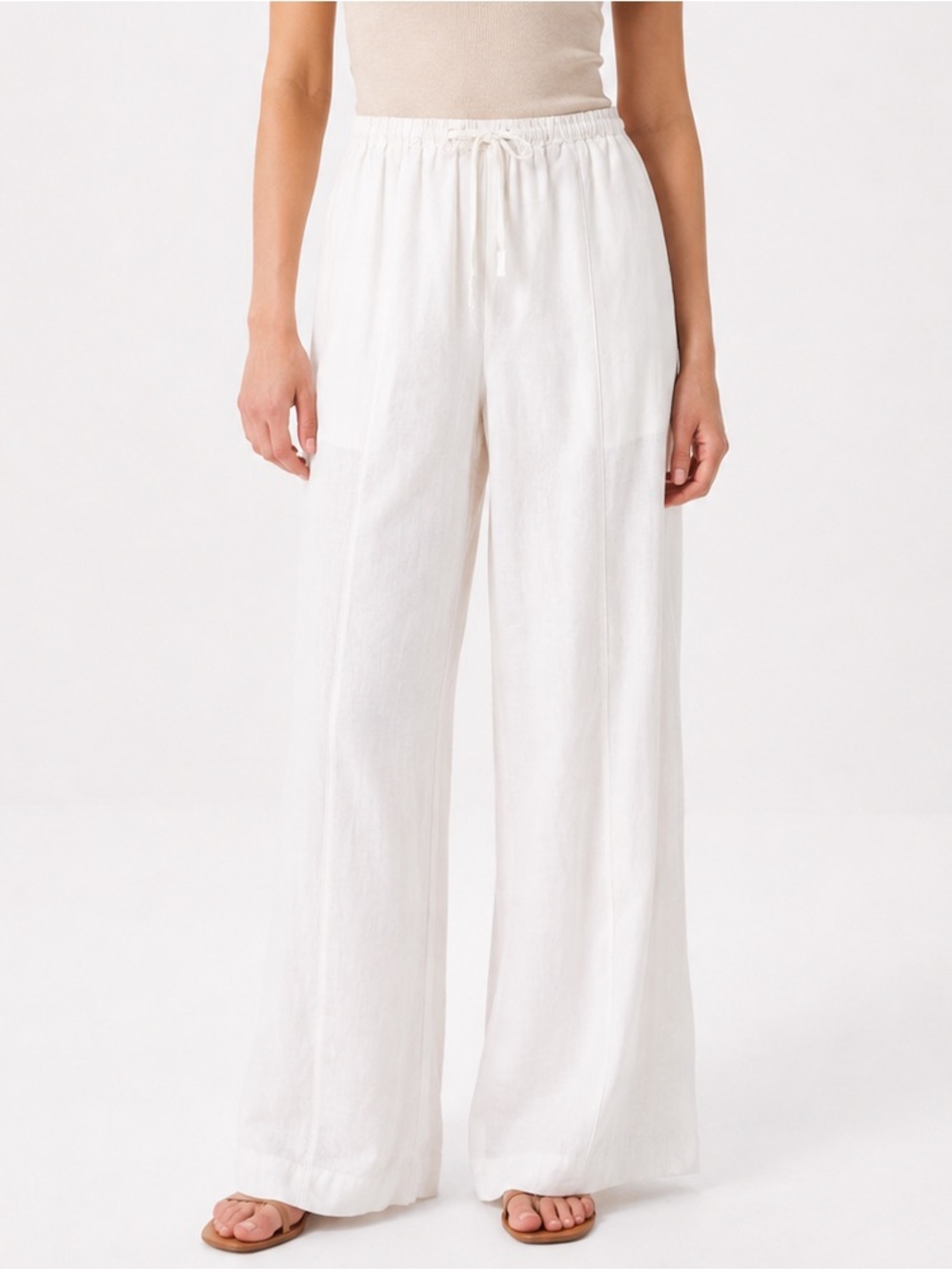 A New Day White Linen Wide Leg Pants